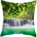 Axyaa Moonlit Waterfall Mountain Landscape Pillow Covers