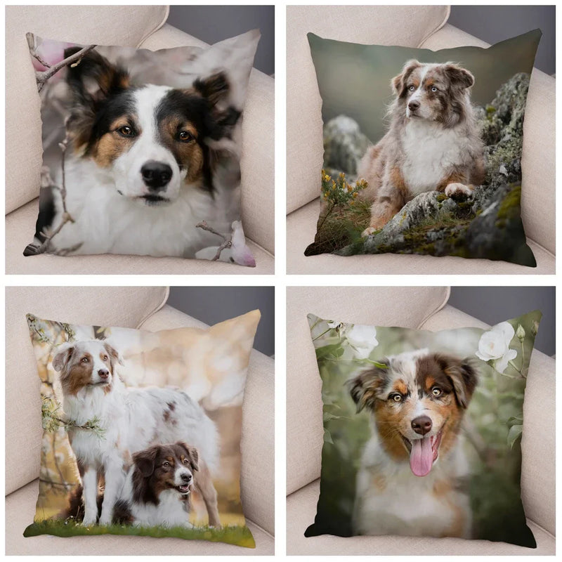 Axyaa Australian Shepherd Pillow Cover - Cute Dog Animal Cushion