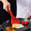 Axyaa Nylon Grip Flip Tongs - 2 in 1 Steak & Egg Spatula Clamp