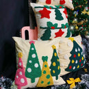 Axyaa Christmas Tree Circle Velvet Embroidery Linen Pillow Cover