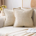 Luxury Cream White Corduroy Cushion Cover 45x45 - Axyaa Signature Collection