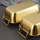 Axyaa Stainless Steel Food Storage Tray with Handle - Silver/Gold Pan BBQ Sushi Dish