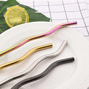 Axyaa Wave Line Stainless Steel Cocktail Straws Set - 4Pcs