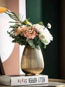 Axyaa Golden Ceramic Vase - European American Modern Home Decor & Flower Arrangement