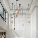 Axyaa Brass Alabaster Multi-Light Pendant Chandelier for Living Room Loft Staircase