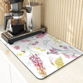 Axyaa Leaf Print Coasters & Drying Mat Set for Kitchen Essentials