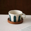 Stripe Latte Art Coffee Mug Set by Axyaa - Exquisite Ceramic Cup for Home and Gifts