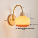 Axyaa Modern LED Wall Light: Glass Iron Wood Nordic Bedside Lamp for Home Decor
