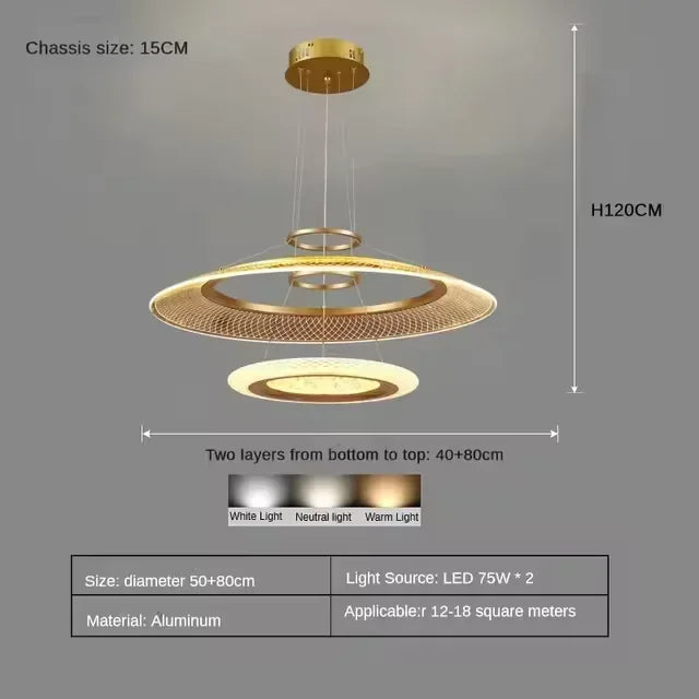 Axyaa Aluminum LED Pendant Lamp: Modern, Simple Design for Living & Dining Rooms