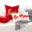 Axyaa Red & White Velvet Embroidered Couple Cushion Cover Set