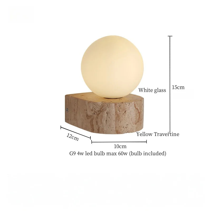 Axyaa Wabi Sabi LED Wall Sconce for Home Lighting in Yellow Travertine