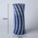 Axyaa Blue Stripes Ceramic Vase: Creative Floral Arrangement Table Decor