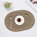 Axyaa Oval Braided Placemats Set, 35x50cm, Natural Woven Table Mats, Dining Table Place mats