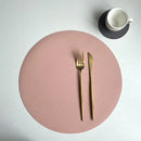 Axyaa Round PU Leather Placemats & Coaster Set for Kitchen and Coffee Shop