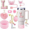 Axyaa Cup Accessories Set for 30oz 40oz Stanley Cup - Silicone Boot, Handle Charm, Initials Sticker