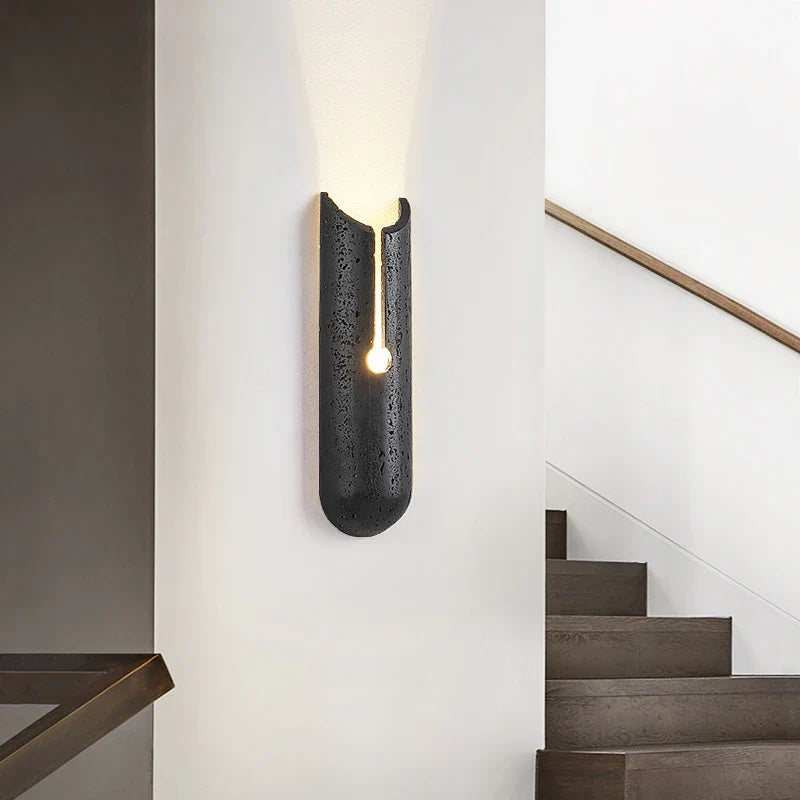 Axyaa Black Travertine Wall Art LED Wall Lights - Interior Living Room Bedroom Bedside Lamp