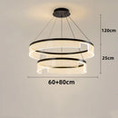 Axyaa Modern LED Circle Ring Chandelier, Black Metal Acrylic Shade, Home Decor Lighting