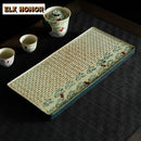 Axyaa Hand-painted Blue White Flint Red Tea Tray Japanese Cuisine Table Water Coffee Tray