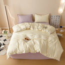 Axyaa Yellow Stripe Bedding Set Full Queen Bed Linen Cotton Duvet Cover Pillowcase