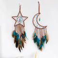 Axyaa Grey Moon Feathers Dream Catcher 60cm Large Handmade Indian Style Wall Hanging