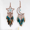 Axyaa Grey Moon Feathers Dream Catcher 60cm Large Handmade Indian Style Wall Hanging