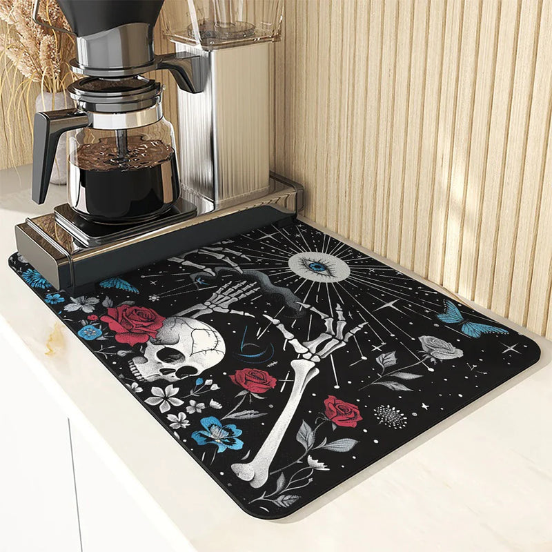 Axyaa Halloween Plants Kitchen Mat Absorbent and Antiskid Dish Drying Pad