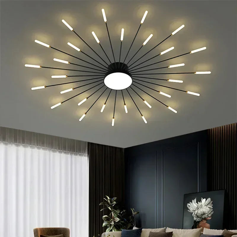 Axya LED Sunflower Ceiling Light - Brushed Antique Gold Creative Chandelier