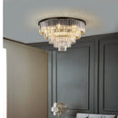 Axyaa Modern Crystal Ceiling Light: Gold Black Large Flush Mount for Home & Hotel
