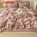Axyaa Lace Embroidery Girl Heart Bed Four-Piece Set Cotton Summer SheetQuilt Cover