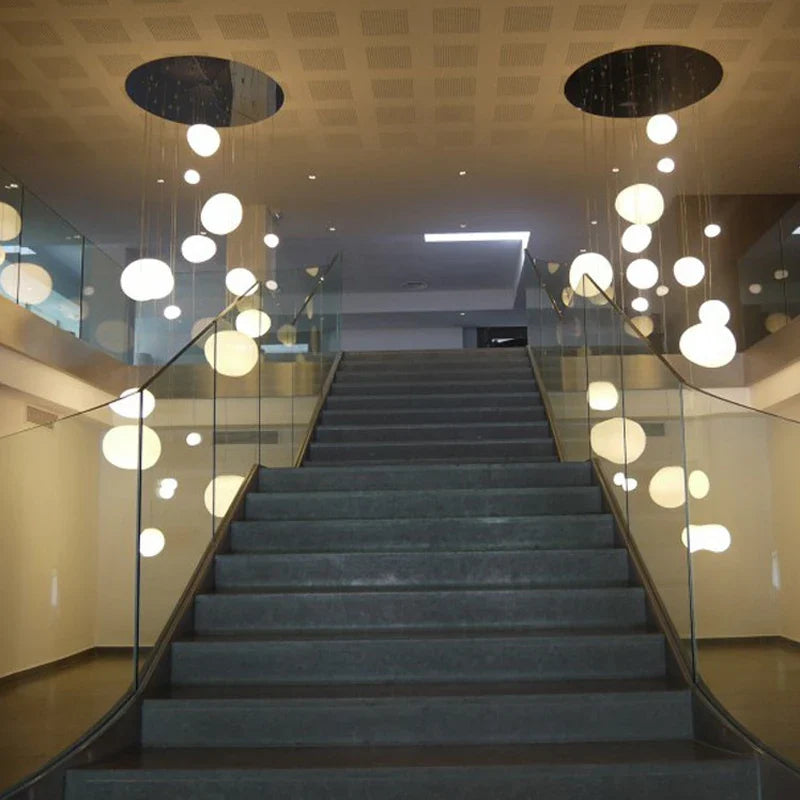 Axyaa Cobblestone Ceiling Chandelier Hanging Light Fixture for Villa Hotel Loft Stair Lighting
