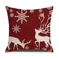 Axyaa Christmas Linen Print Throw Pillow Cover for Home Sofa, Living Room and Bedroom