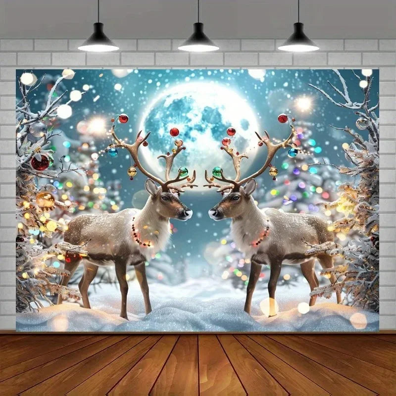 Axyaa Christmas Reindeer Hanging Cloth for Home Party Decoration