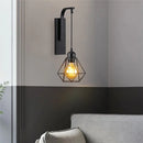 Retro Iron Wall Lamp Black Indoor Light Fixture for Bedroom by Axyaa