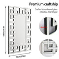 Axyaa 48" Silver Hollow-out Wall Mirror for Hallway, Living Room, Fireplace