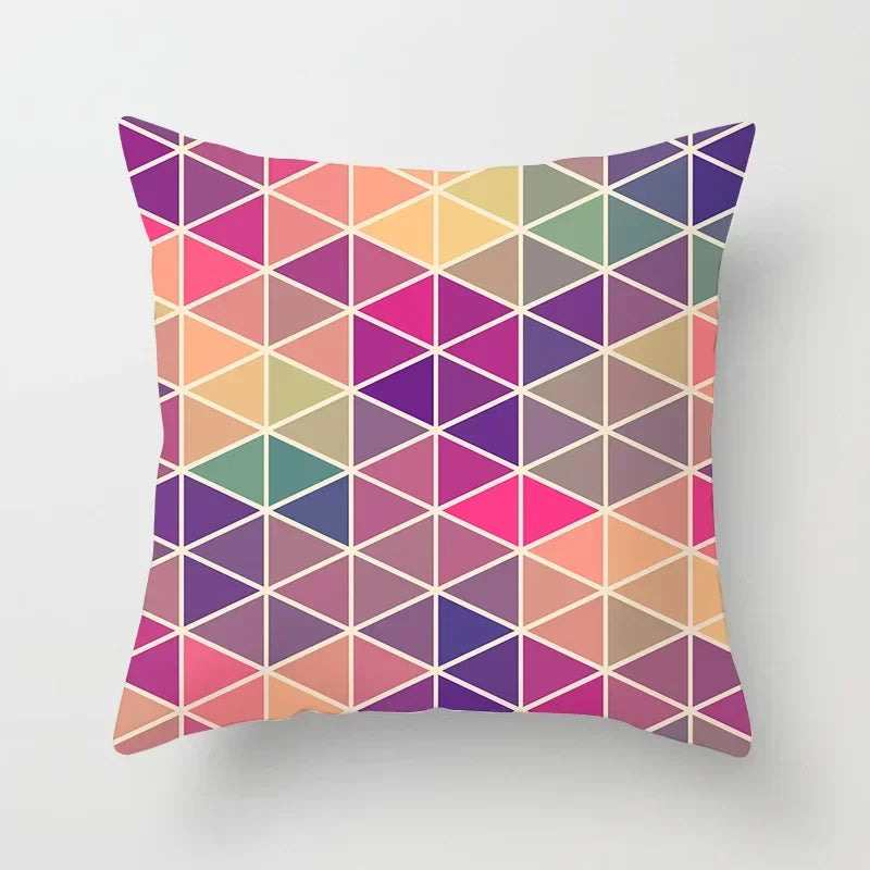 Geometric Nordic Cushion Cover in Yellow Red Blue for Sofa by Axyaa