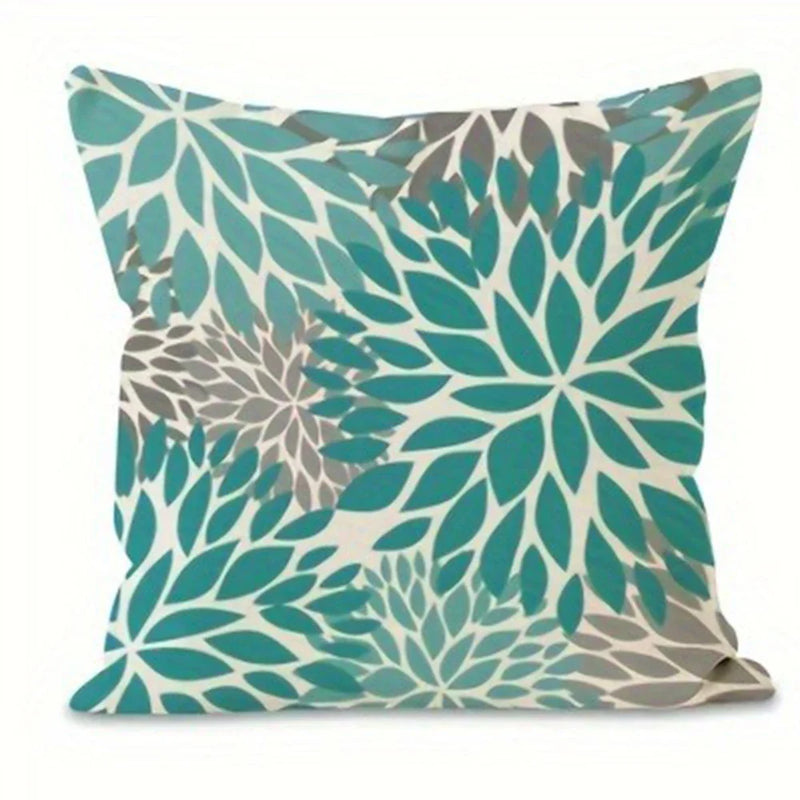 Axyaa Blue Gray Floral Pattern Printing Pillowcase - Fashionable Home Furnishing