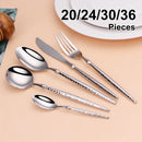 Axyaa Stainless Steel Cutlery Set - Hammer Handle Fork Spoon Dinner Utensils
