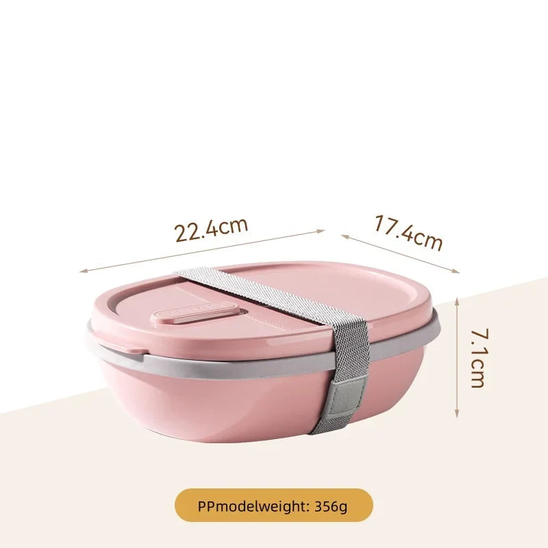 Axyaa Two-Compartment Portable Lunch Box with Detachable Salad Cup.