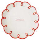 Axyaa French Retro Ceramic Handmade Plate, Cute Red Border Relief Cake Plate