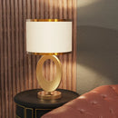 Axyaa Modern Brass Iron Desk Lamp With White Fabric Shade