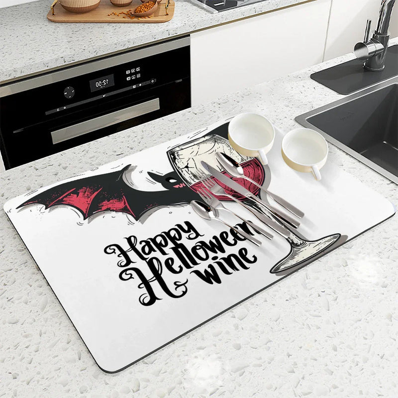 Axyaa Halloween Absorbent Draining Mat for Kitchen and Bathroom