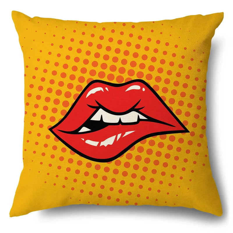 Axyaa Soft Plush POP Comic Portrait Cushion Cover - Home Decor Pillowcase