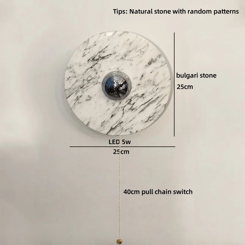 Axyaa Round Stone LED Wall Sconce Shower Light 220v White Ball Bulb Mirrors Stair Kitchen Bathroom