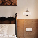 Axyaa Walnut Wood Grain Pendant Light - Antique Style Single Head Hanging Line Light