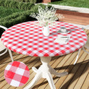 Axyaa Round Vinyl Tablecloth Waterproof Elastic Fitted Table Cover for Home Outdoor Picnic