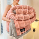 Axyaa Striped Faux Rabbit Fur Blanket - Soft, Thick, Machine Washable
