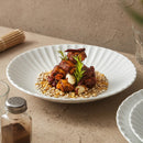 Axyaa White Porcelain Disc Shallow Plate Set for High-End Dining Experience