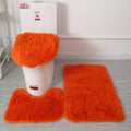Axyaa 3 Piece White Bathroom Rugs Sets Non-Slip Bath Mats Lid Cover Contour Mat