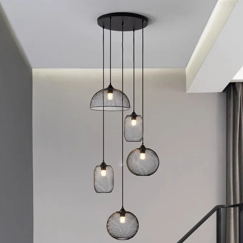 Axyaa Staircase Chandeliers: Modern LED Pendant Light Lamps for Living Room