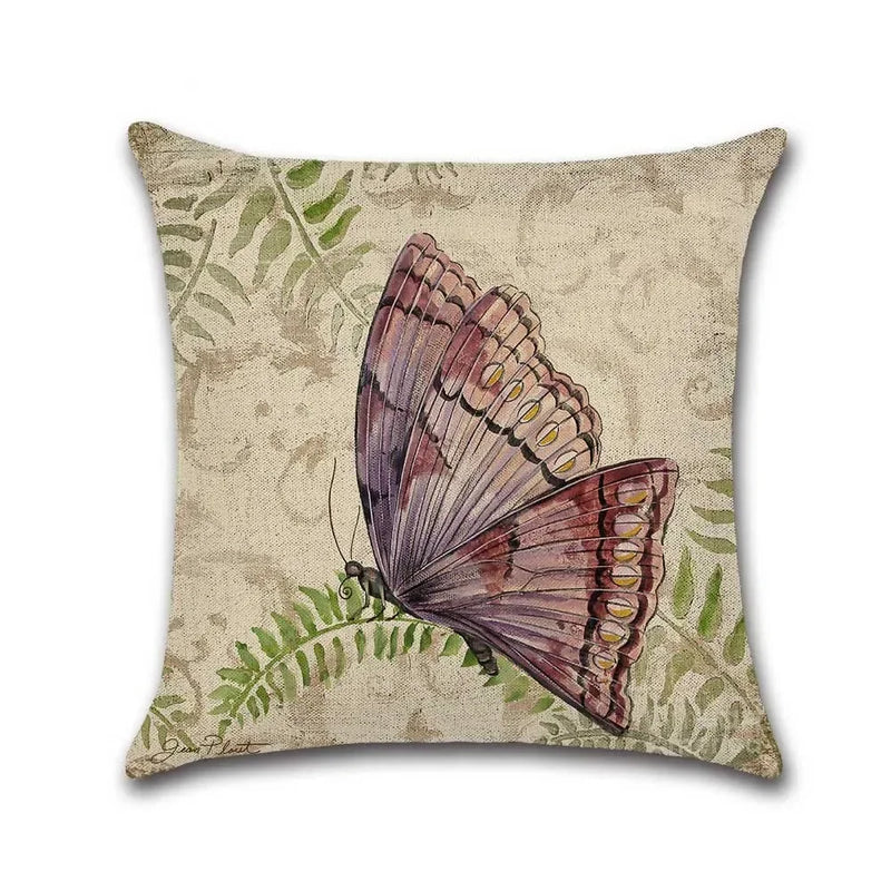 Butterfly Pattern Pillow Case Animal Decorative Linen Cushion Cover for Axyaa Home Decoration
